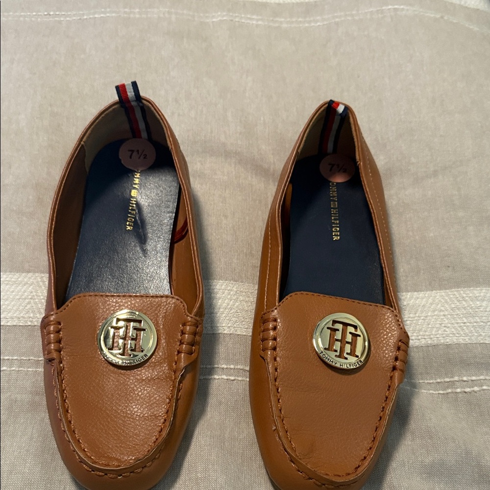 Tommy Hilfiger Brown Loafers with Gold Accent